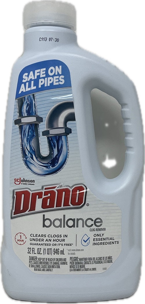 SP DRANO SAFE ON ALL PIPES BALANCE CLEARS CLOGS 32oz