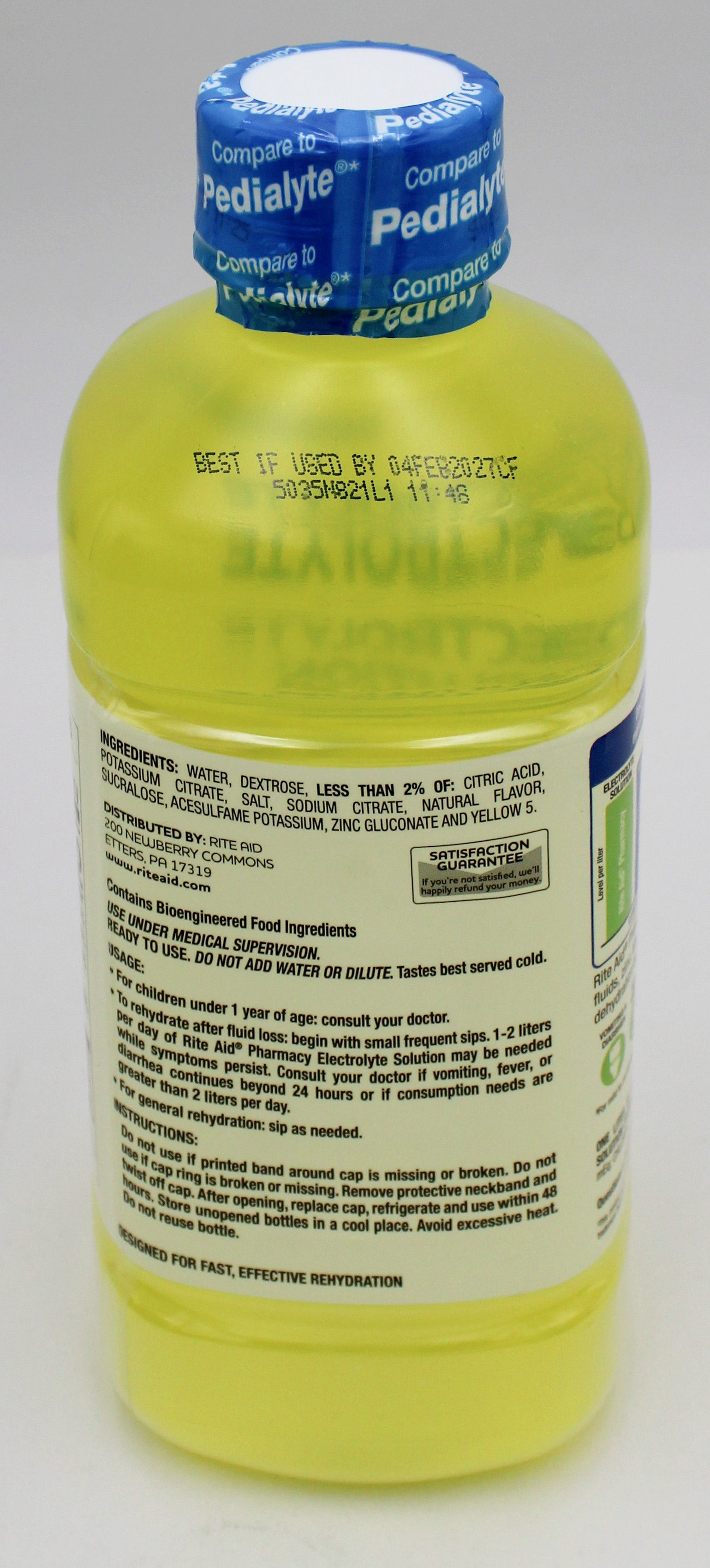 RITE AID ELECTROLYTE SOLUTION LEMON LIME 33.8floz EXP 2/4/2027 COMPARES TO Pediatlye