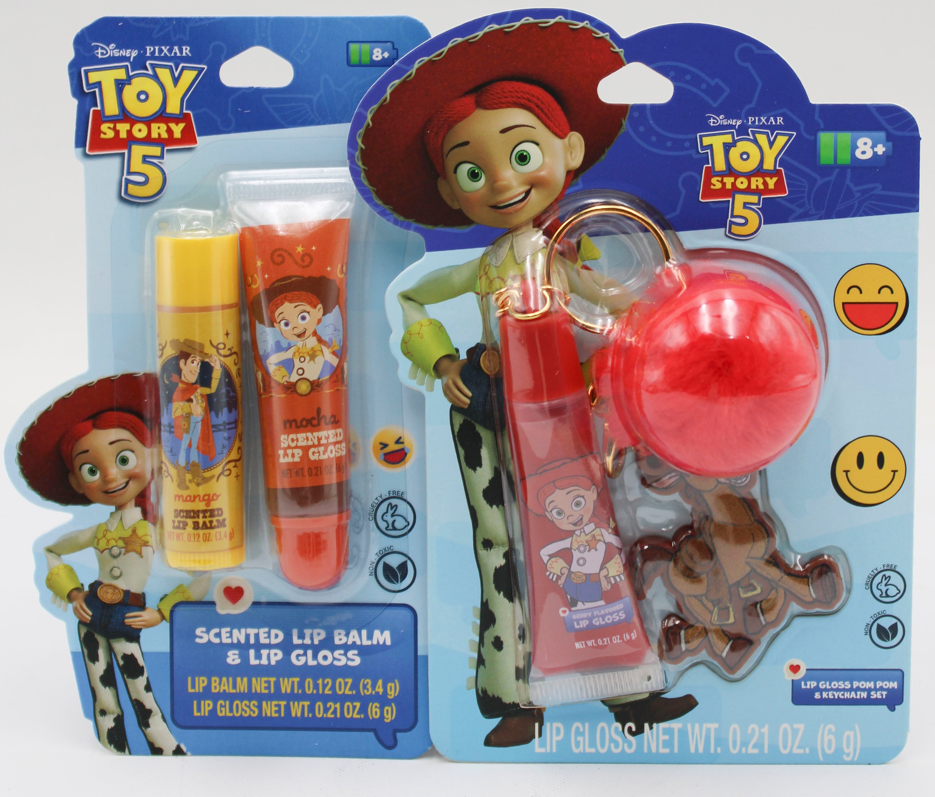 DISNEY TOY STORY 5 JESSIE LIP GLOSS KEY CHAIN AND JESSIE & WOODY 2ct LIP BALM & LIP GLOSS NI