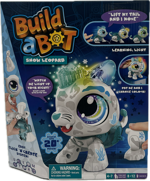 BUILD A BOT LIGHTS SNOW LEOPARD BUILD ME WITH 20+PIECES! NI