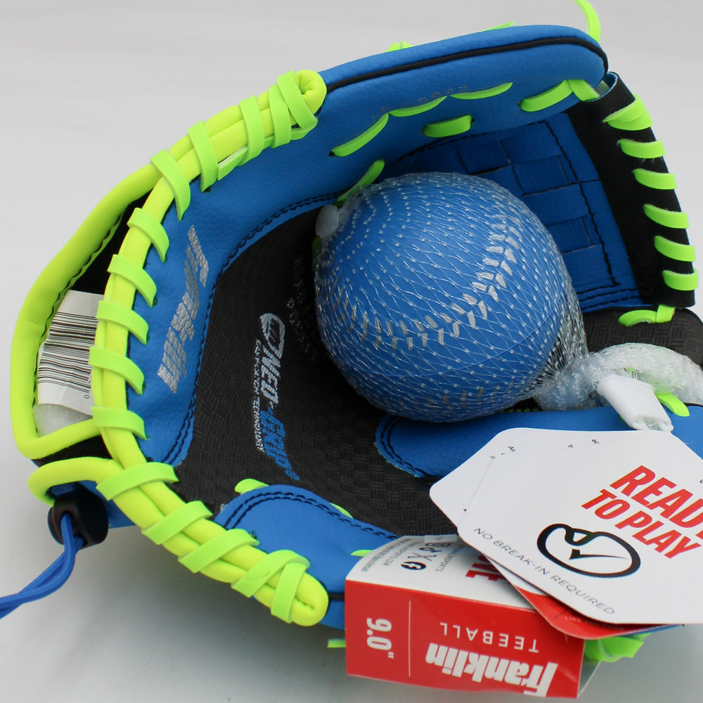 FRANKLIN 9" BLUE NEOGRIP BASEBALL GLOVE W BALL R