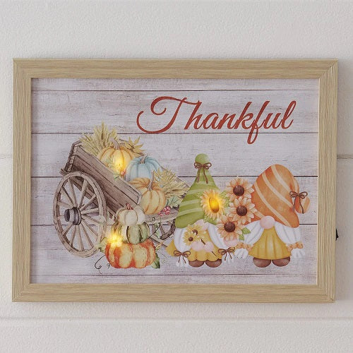 THANKFUL FRAMED LED CANVAS PRINT 15.75"L x 12"H x 1"D