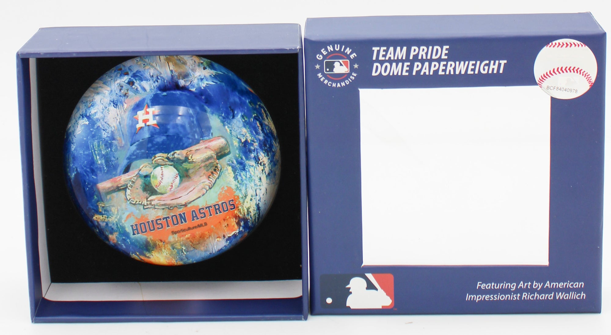 OFFICIALLY LICENCED HOUSTON ASTROS GLASS DOME PAPERWEIGHT 4"