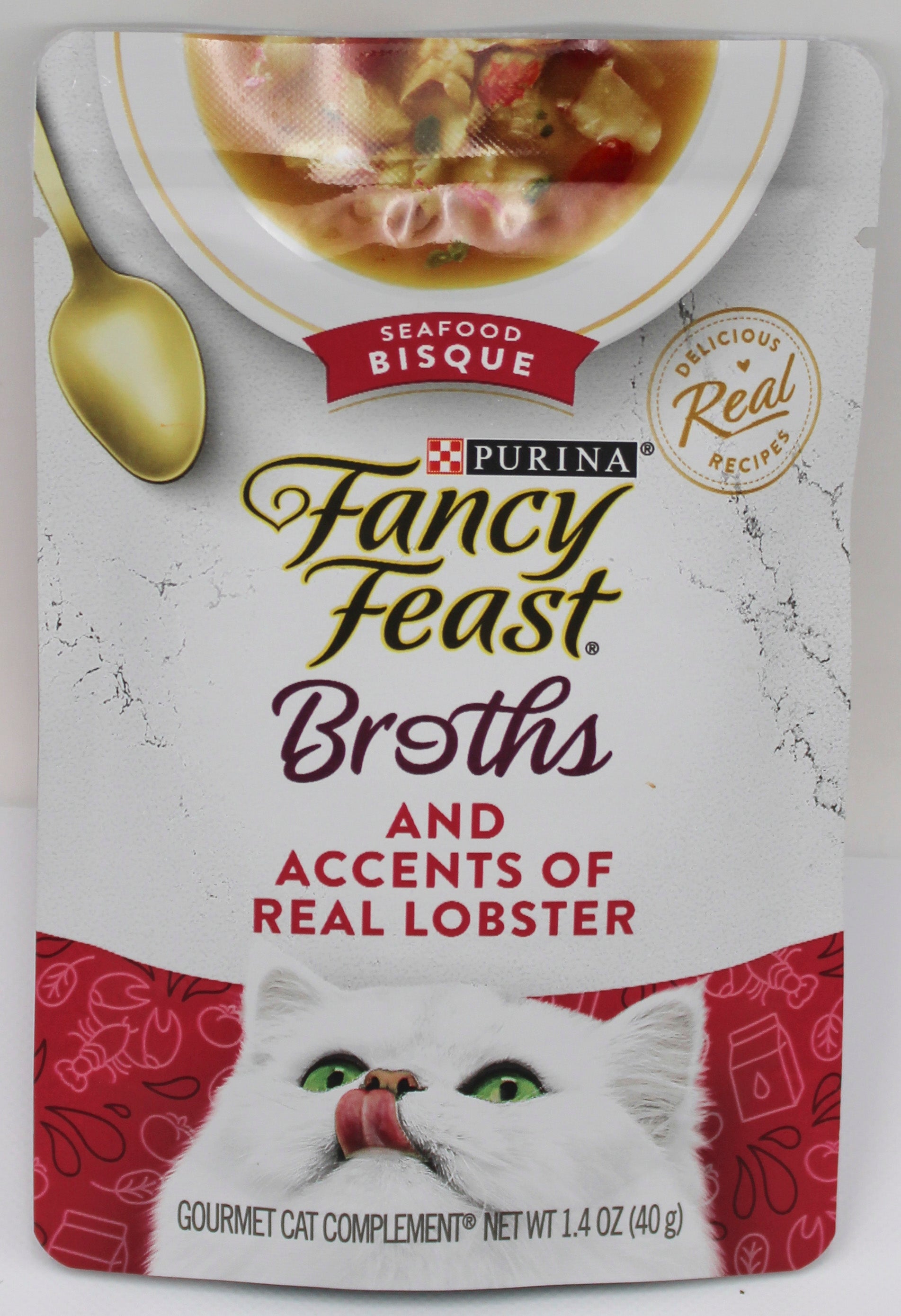 PURINA FANCY FEAST BROTHS 1.4oz. LOBSTER SEAFOOD BISQUE BB 12/31/26 NI