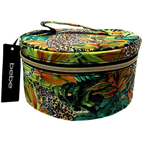 BEBE ROUND TRAIN CASE-LEOPARD/NI
