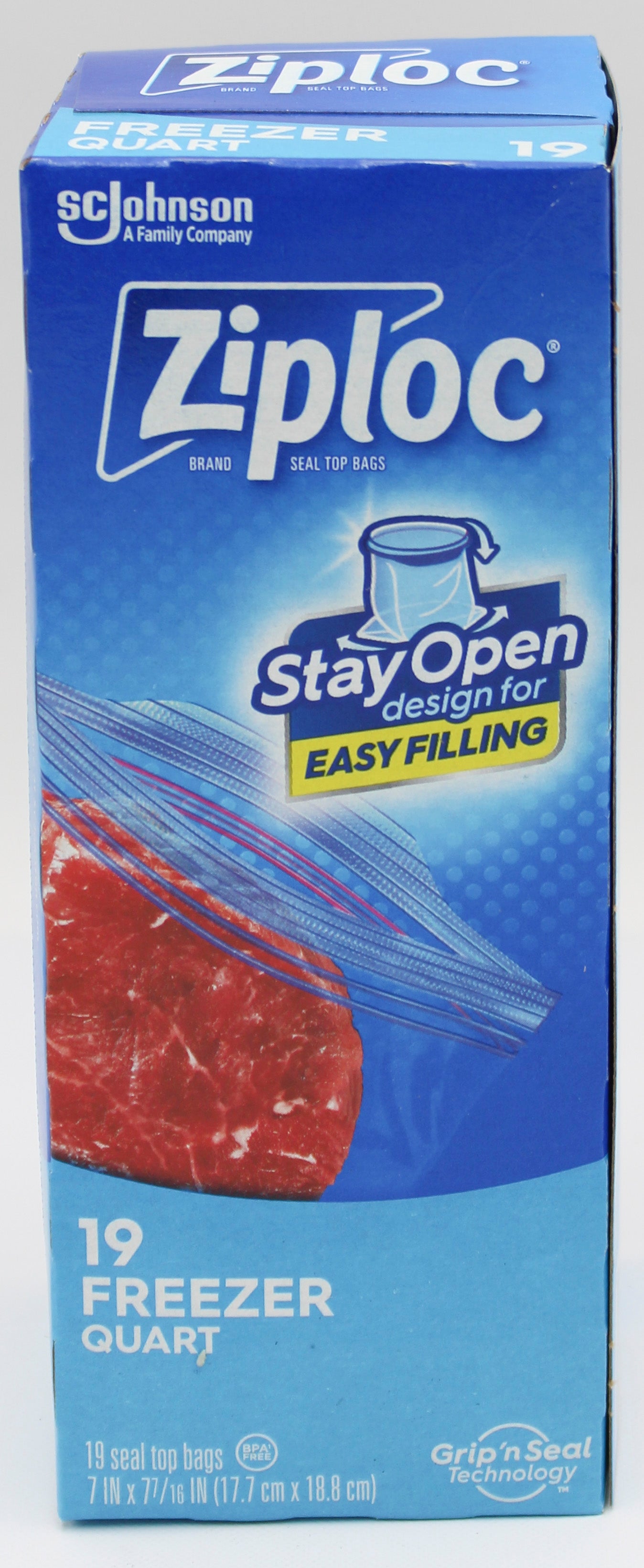 ZIPLOC STAND UP STAY OPEN FREEZER QUART 19ct US