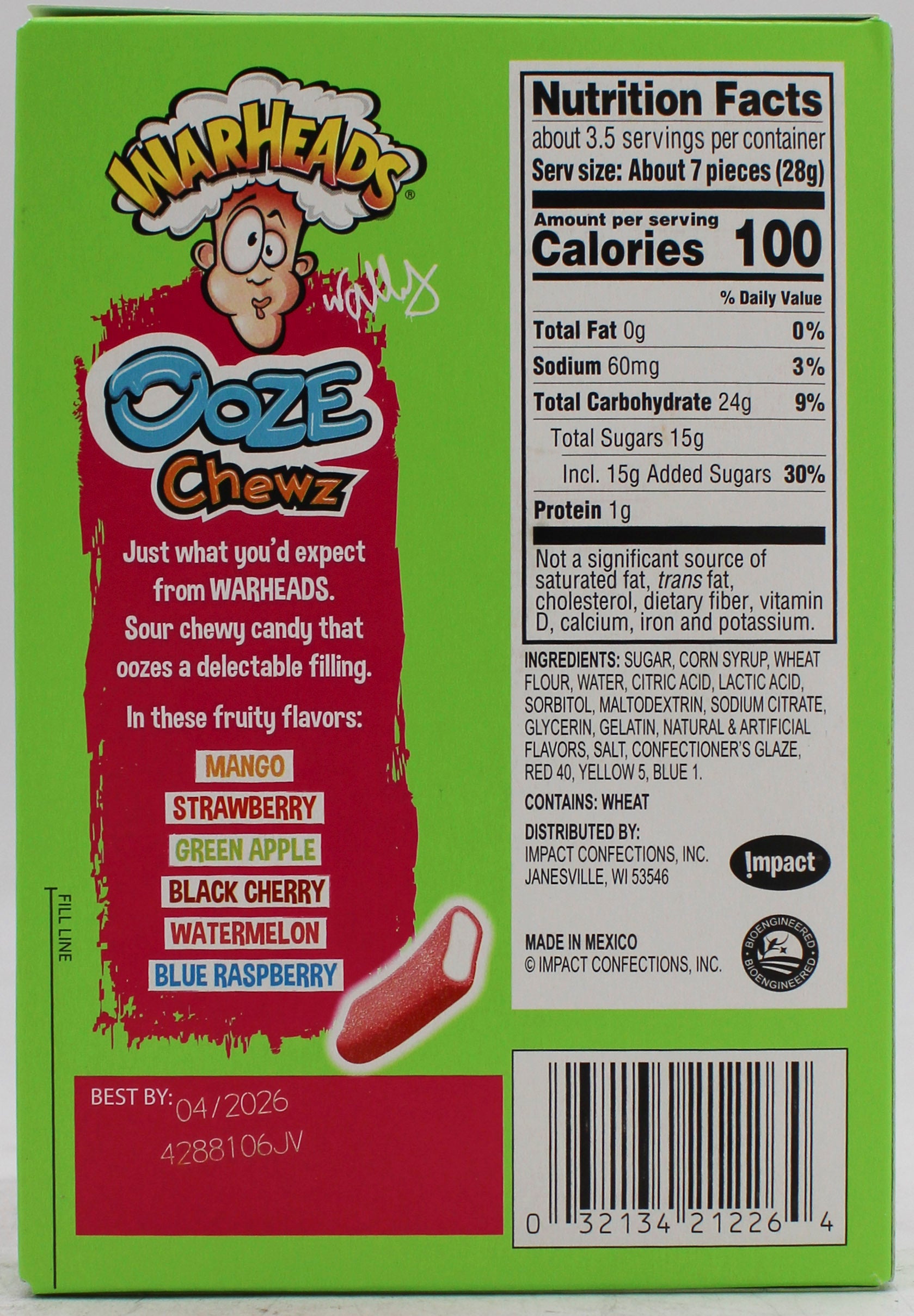 WARHEADS OOZE CHEWZ ROPES THEATRE BOX 3.5 Oz Best By 4/1/26