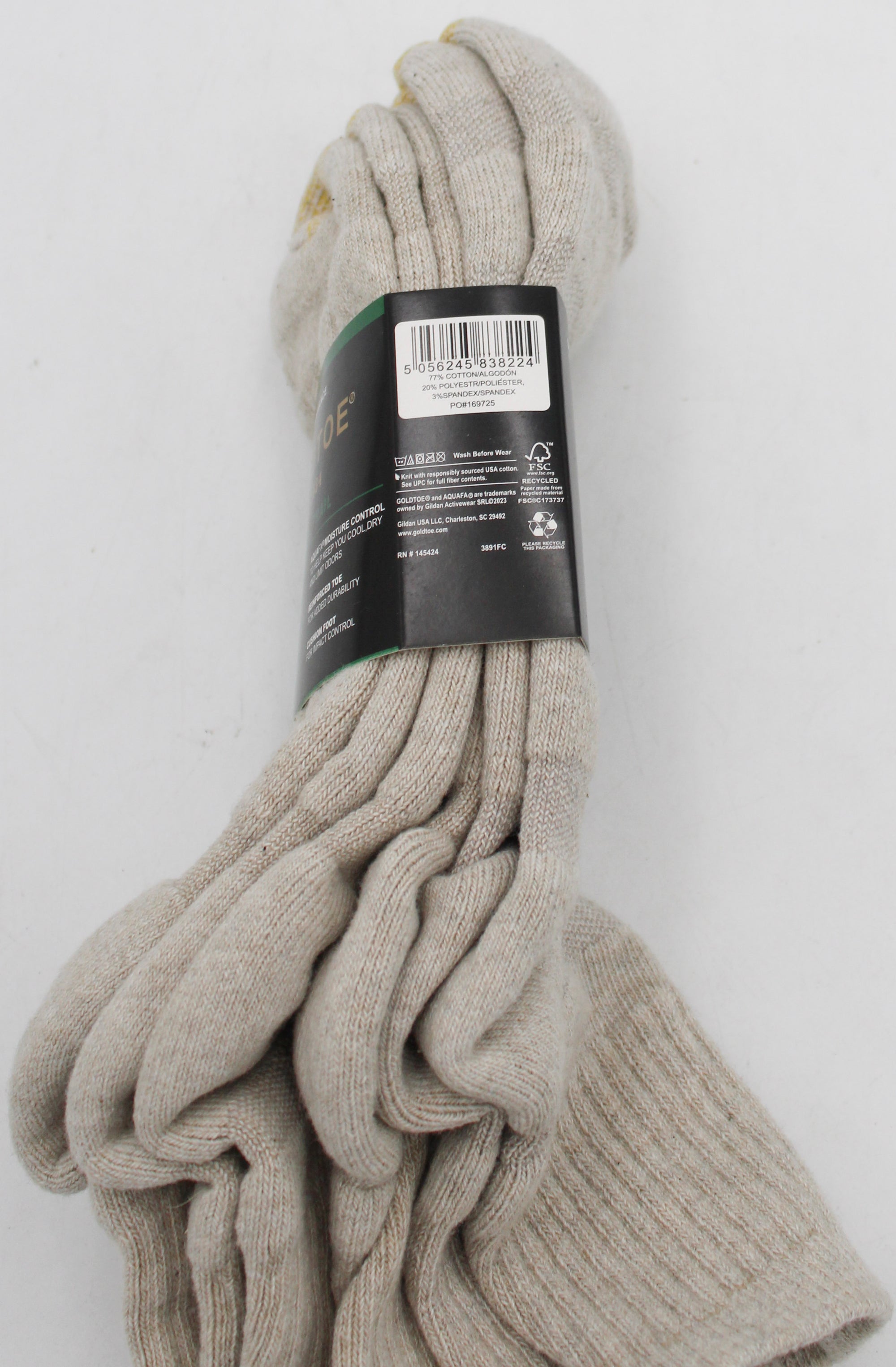 GOLDTOE 3PK MENS ANKLE SOCKS OFF WHITE SZ 10-13 NI