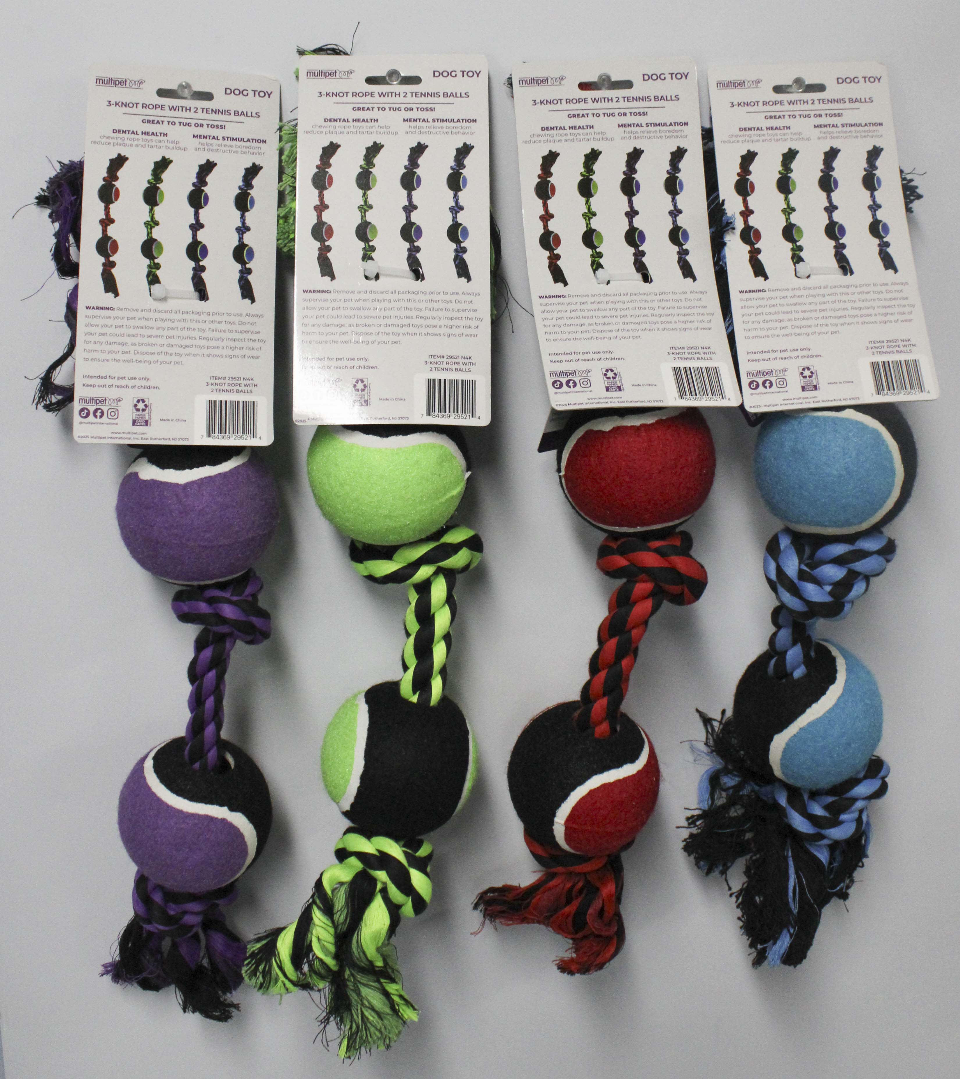 MULTIPET NUTS FOR KNOTS W/TENNIS BALLS DOG TOY