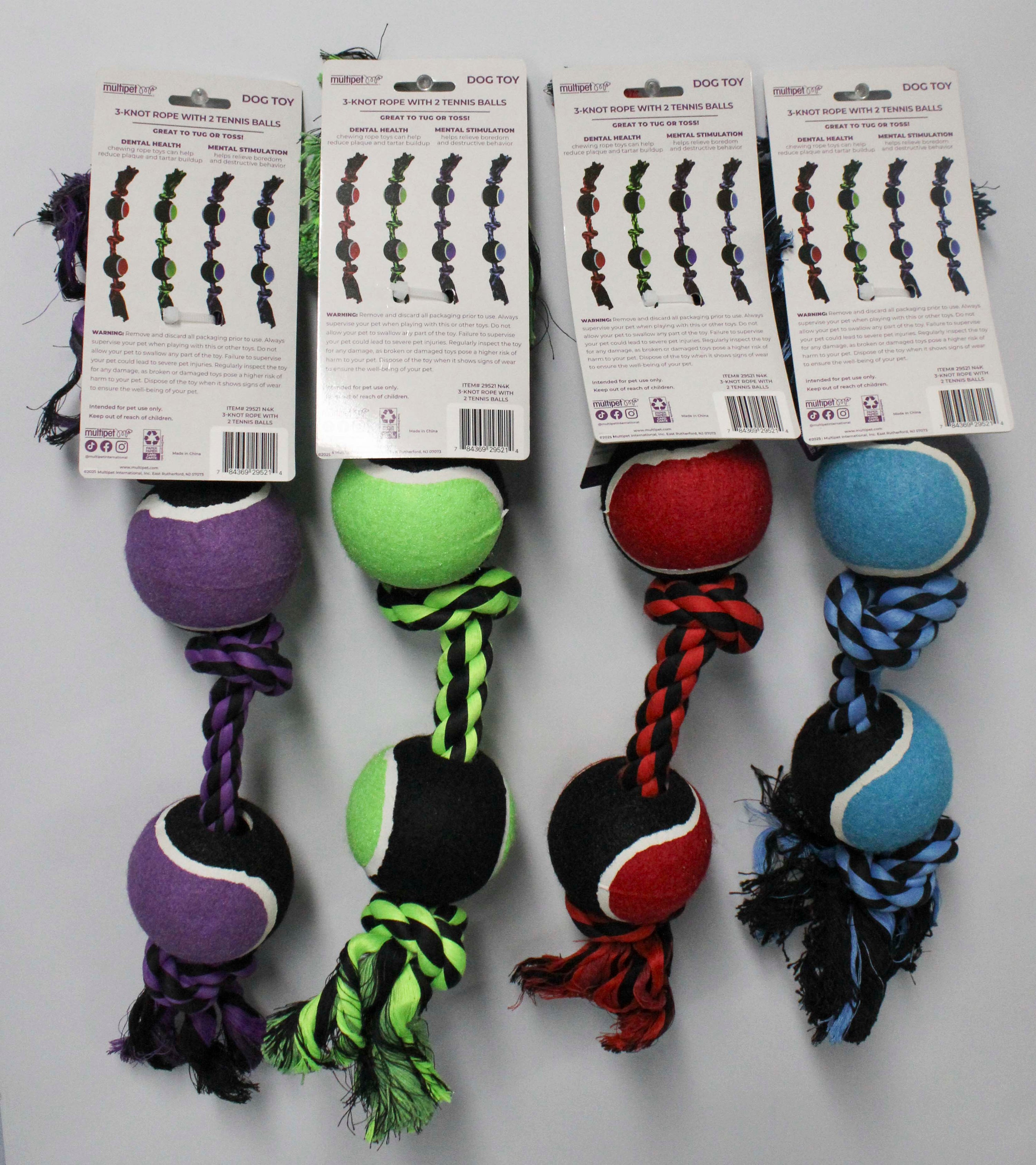 MULTIPET NUTS FOR KNOTS W/TENNIS BALLS DOG TOY