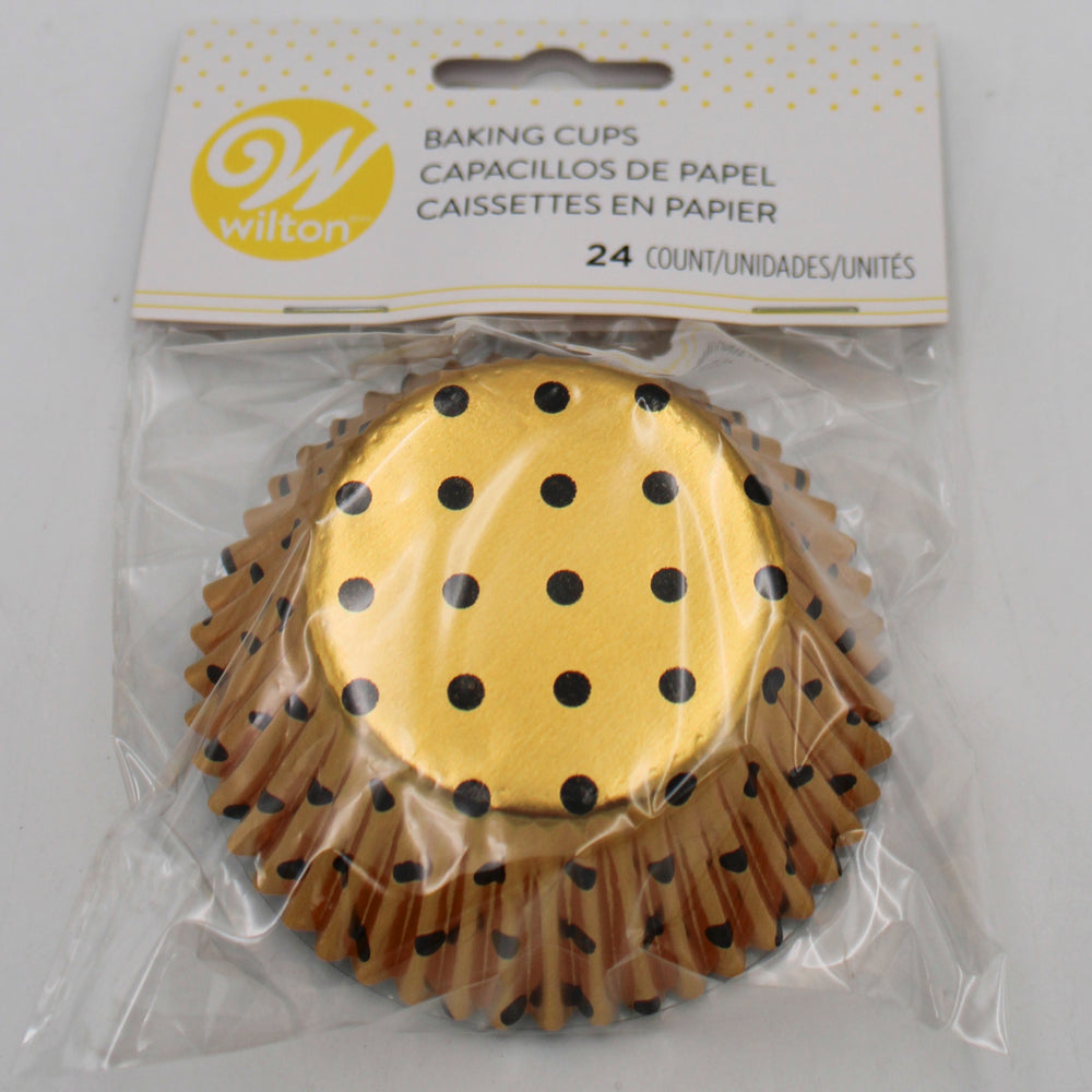 BAKING CUP FOIL GOLD DOT STANDARD 24 CT NI