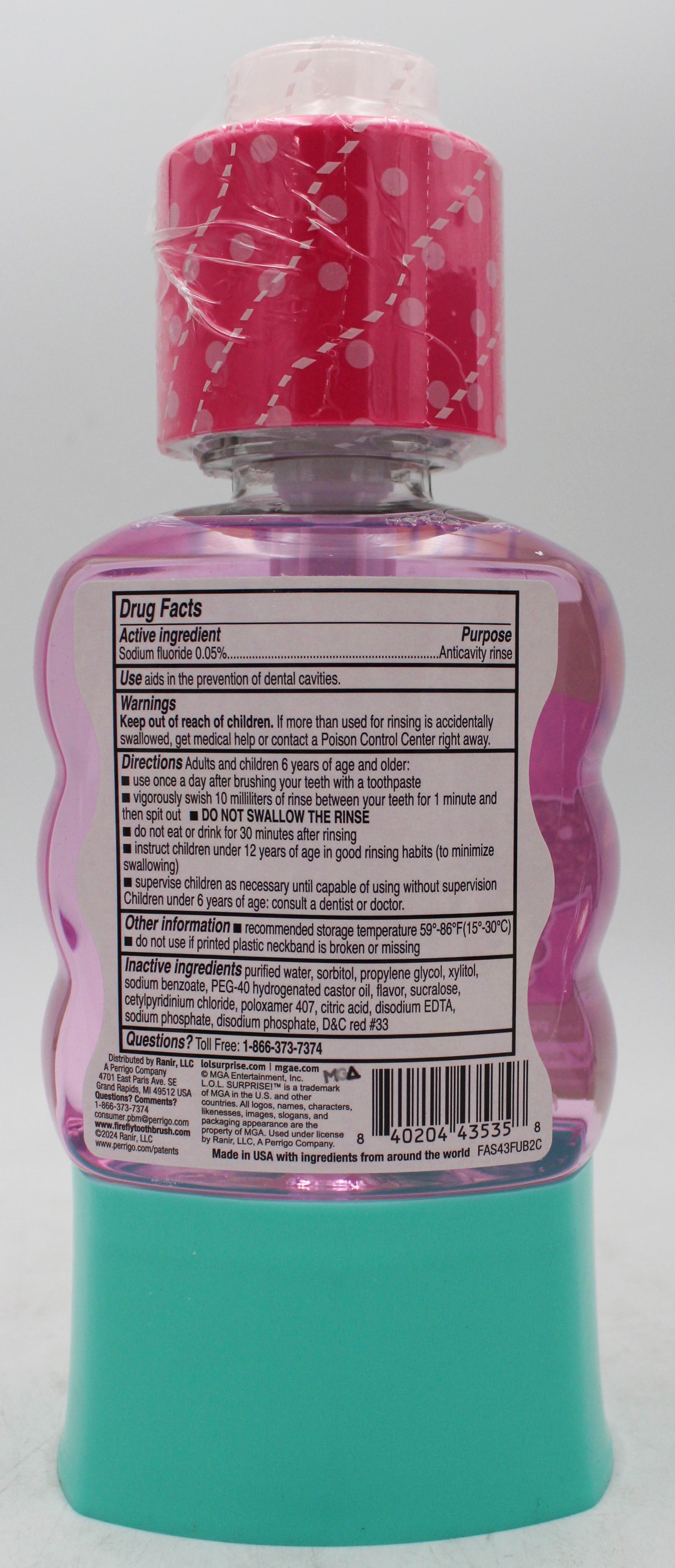 FIREFLY KIDS FLOURIDE MOUTHWASH w/PUMP L.O.L SURPRISE! - WATERMELON 16oz NI 10/31/2026