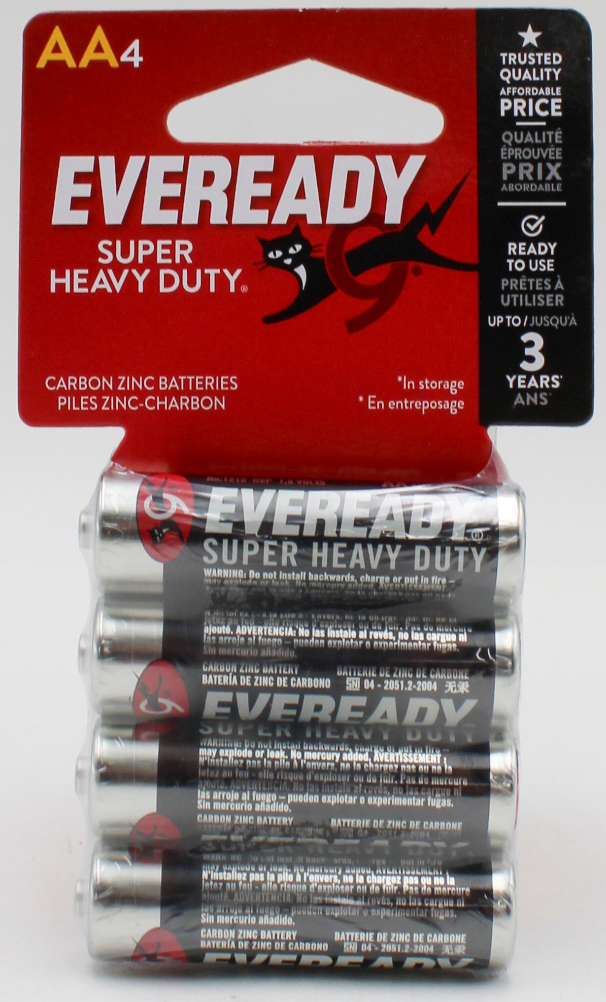 EVEREADY SUPER HEAVY DUTY AA BATTERY 4 PACK EXP: 3/31/2027