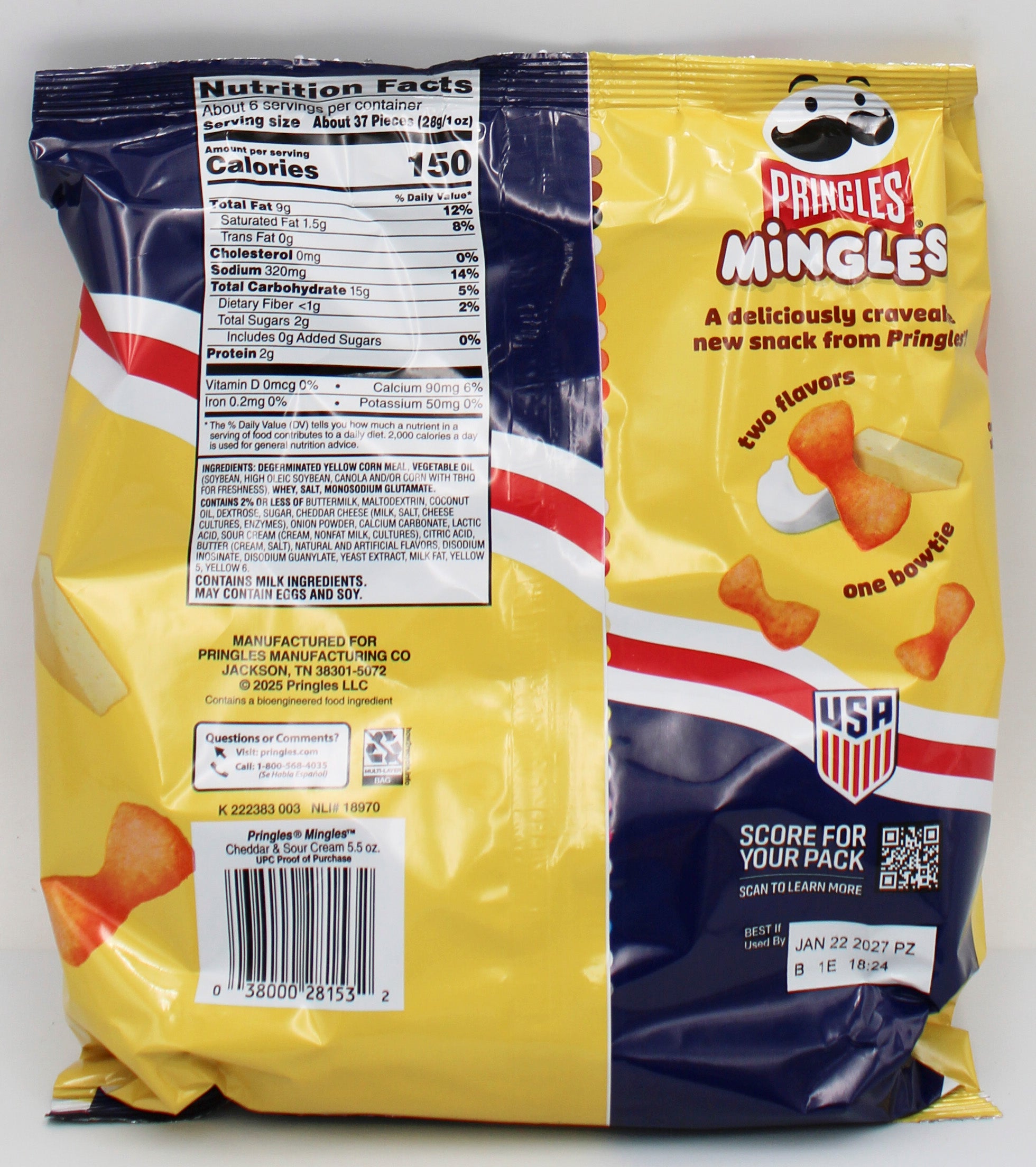 PRINGLES MINGLES PUFFED SNACKS CHEDDAR & SOUR CREAM 5.5 Oz BB 1/22/27 NI