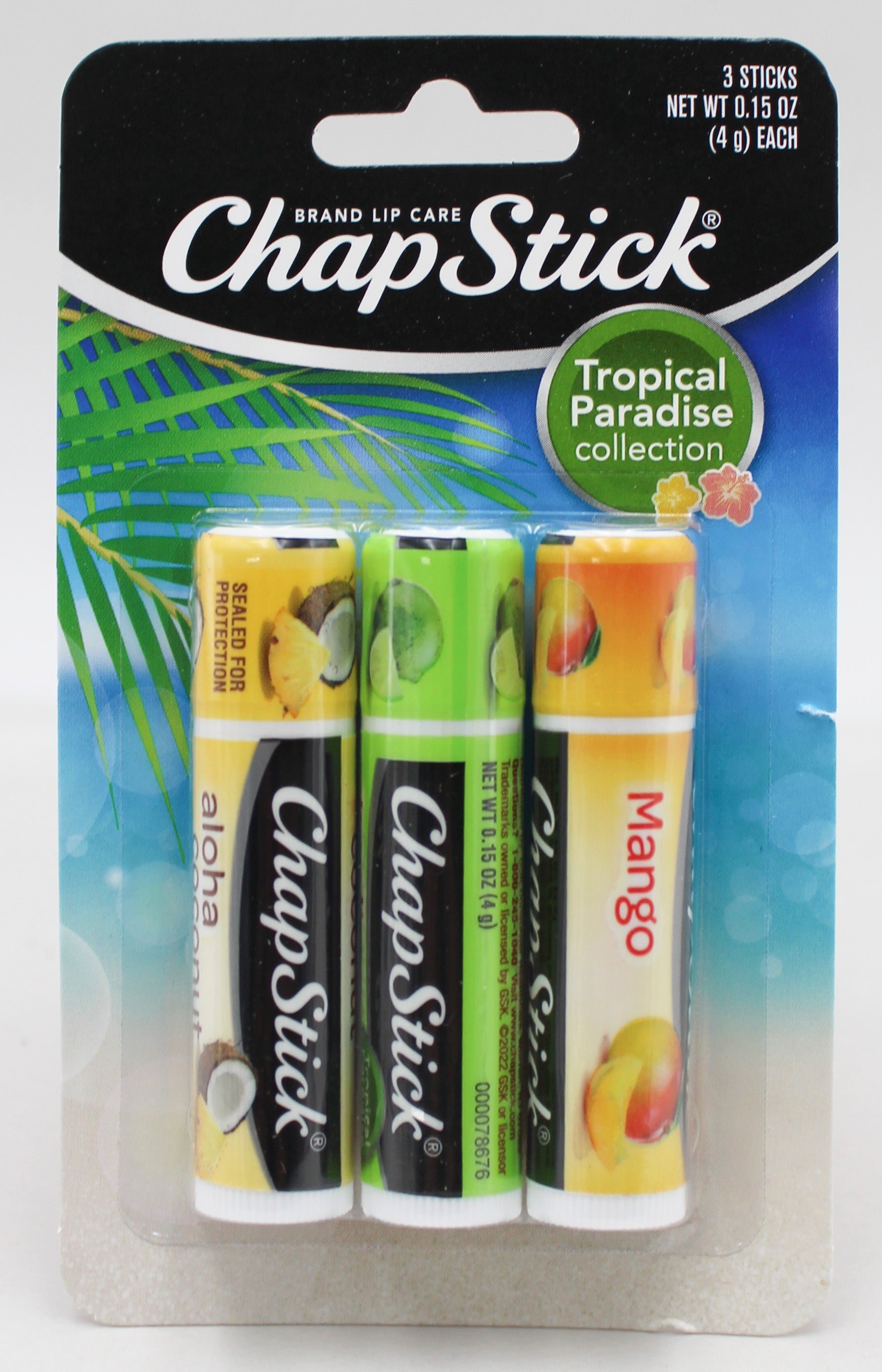 ChapStick Tropical Paradise Lip Balm 3ct Pack (.45oz)