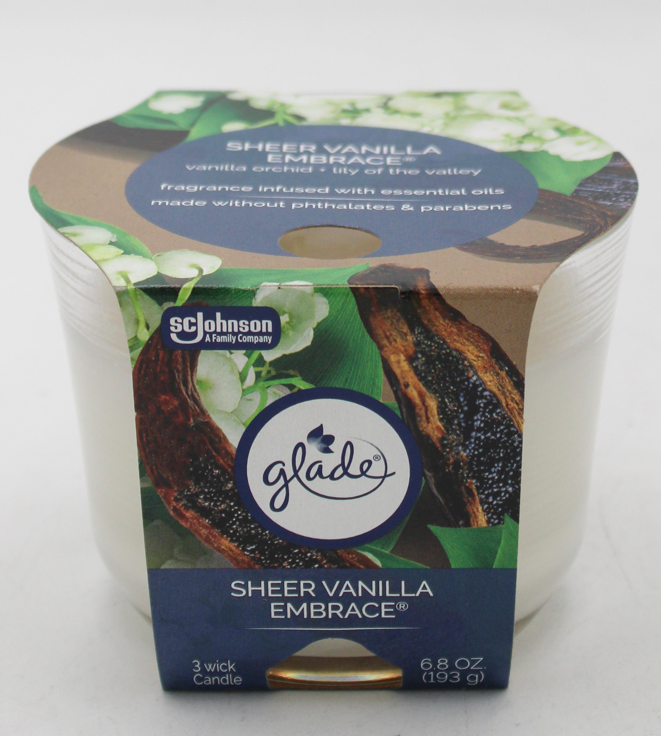 SP GLADE 3 WICK CANDLE 6.8oz SHEER VANILLA EMBRACE
