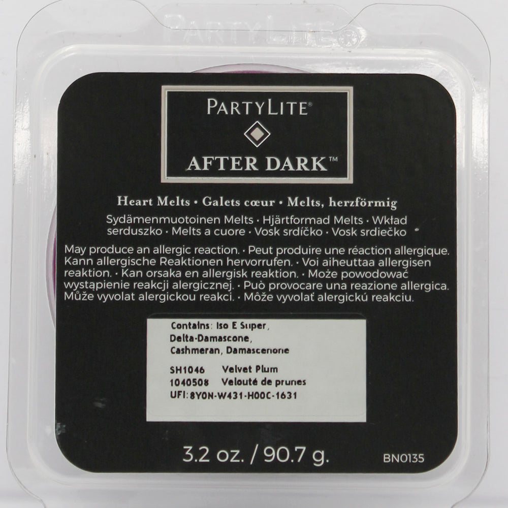 PARTYLITE AFTER DARK VELVET PLUM SCENT PLUS HEART MELTS 3.2oz