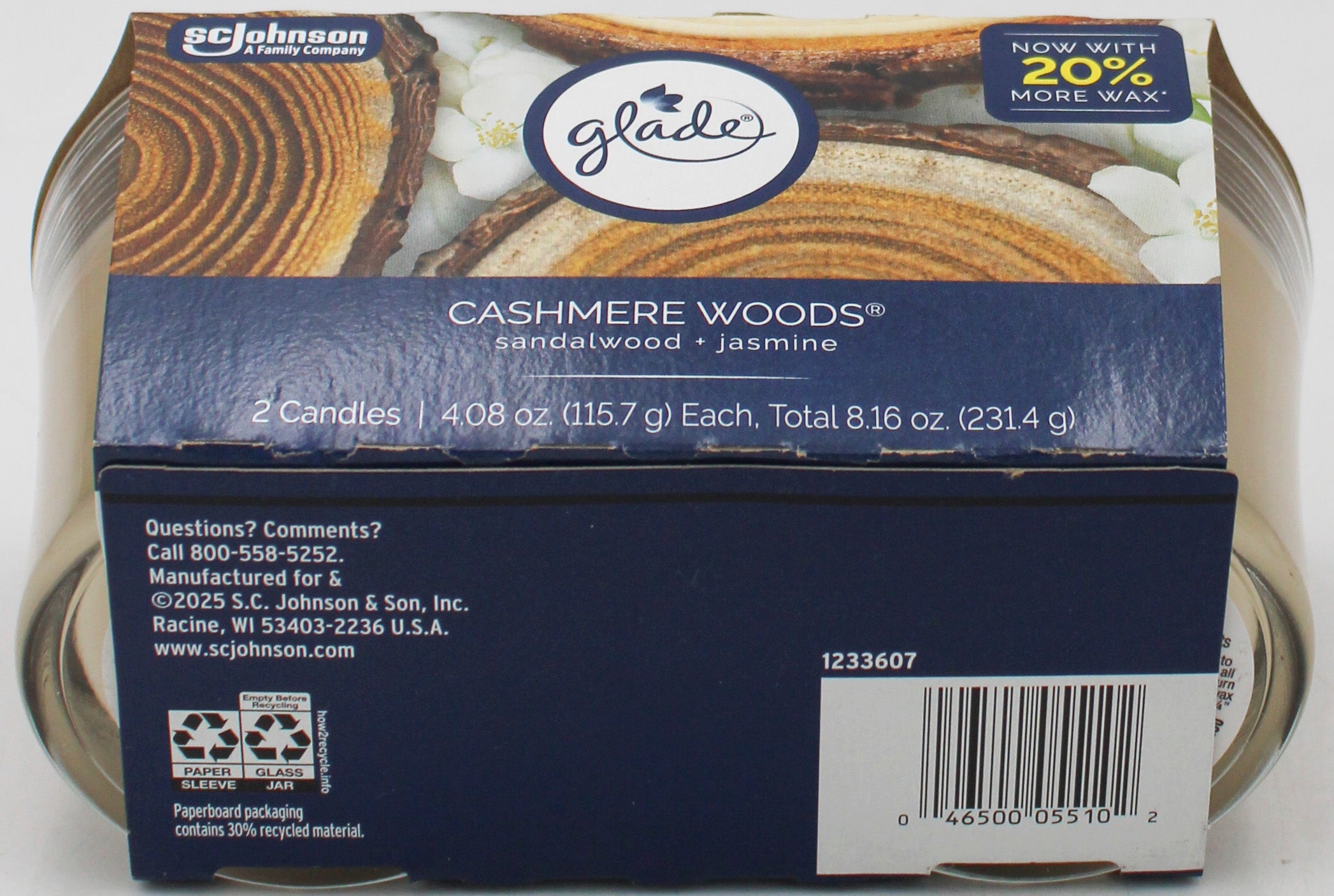 SP GLADE CANDLES 2PK 4.08oz CASHMERE WOODS