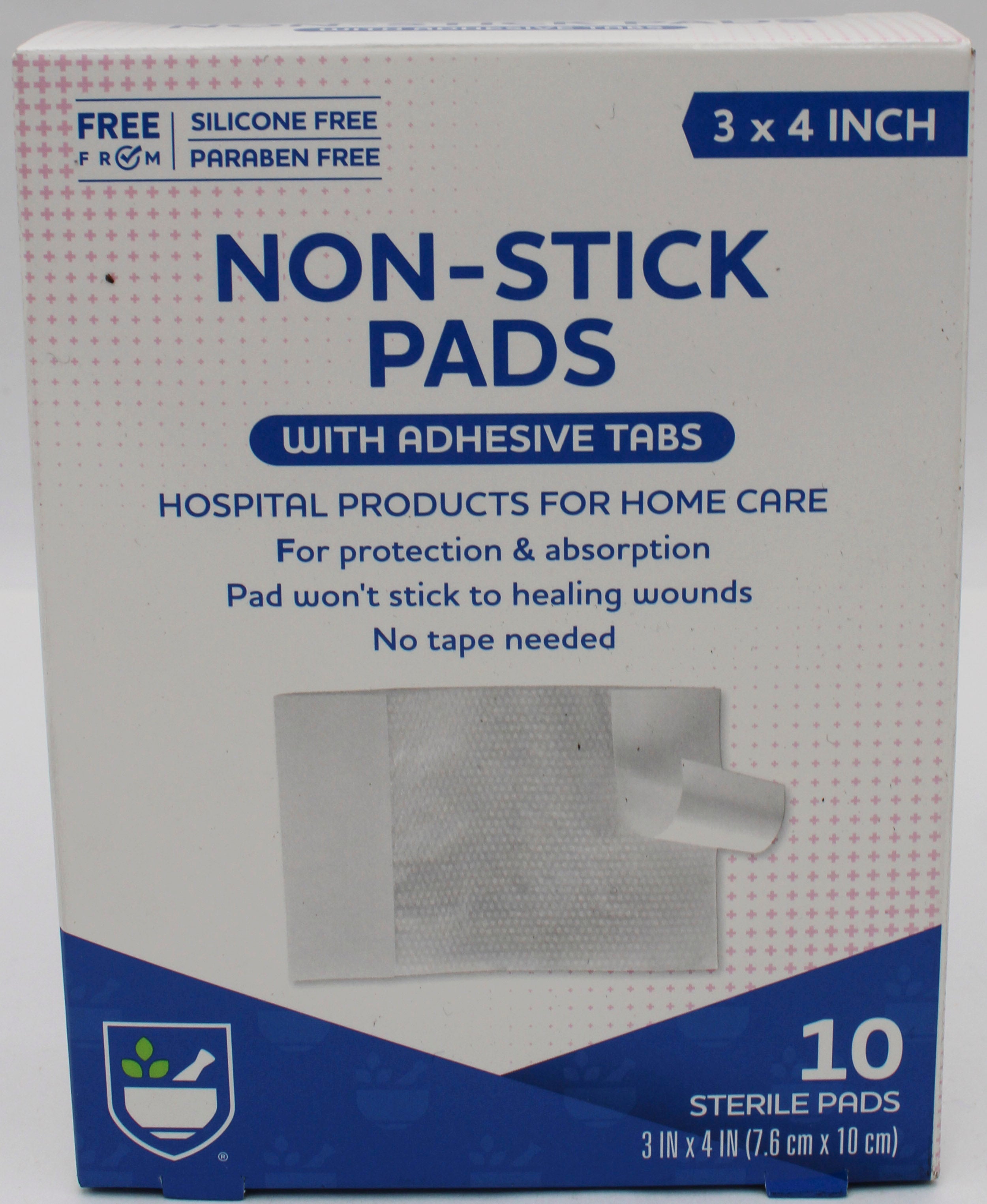 RITE AID PAD NON-STICK,W/ADH,3X4,ST,10/BX