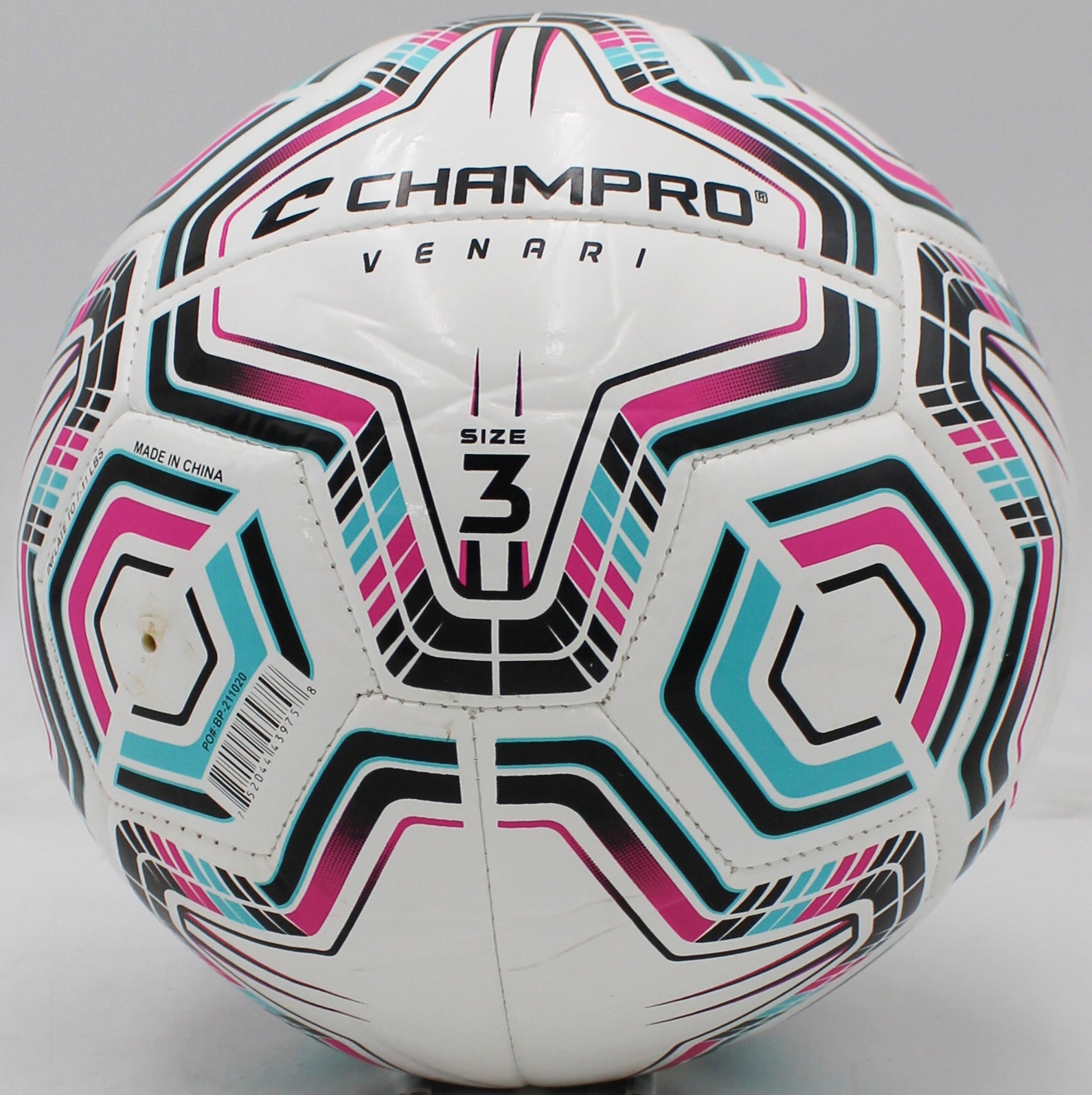 VENARI 20 Panel Soccer Ball #3 BLACK TEAL PINK