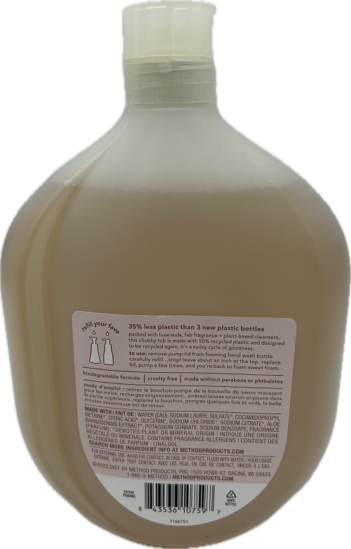 METHOD FOAMING HAND WASH REFILL VANILLA RASPBERRY 28oz US