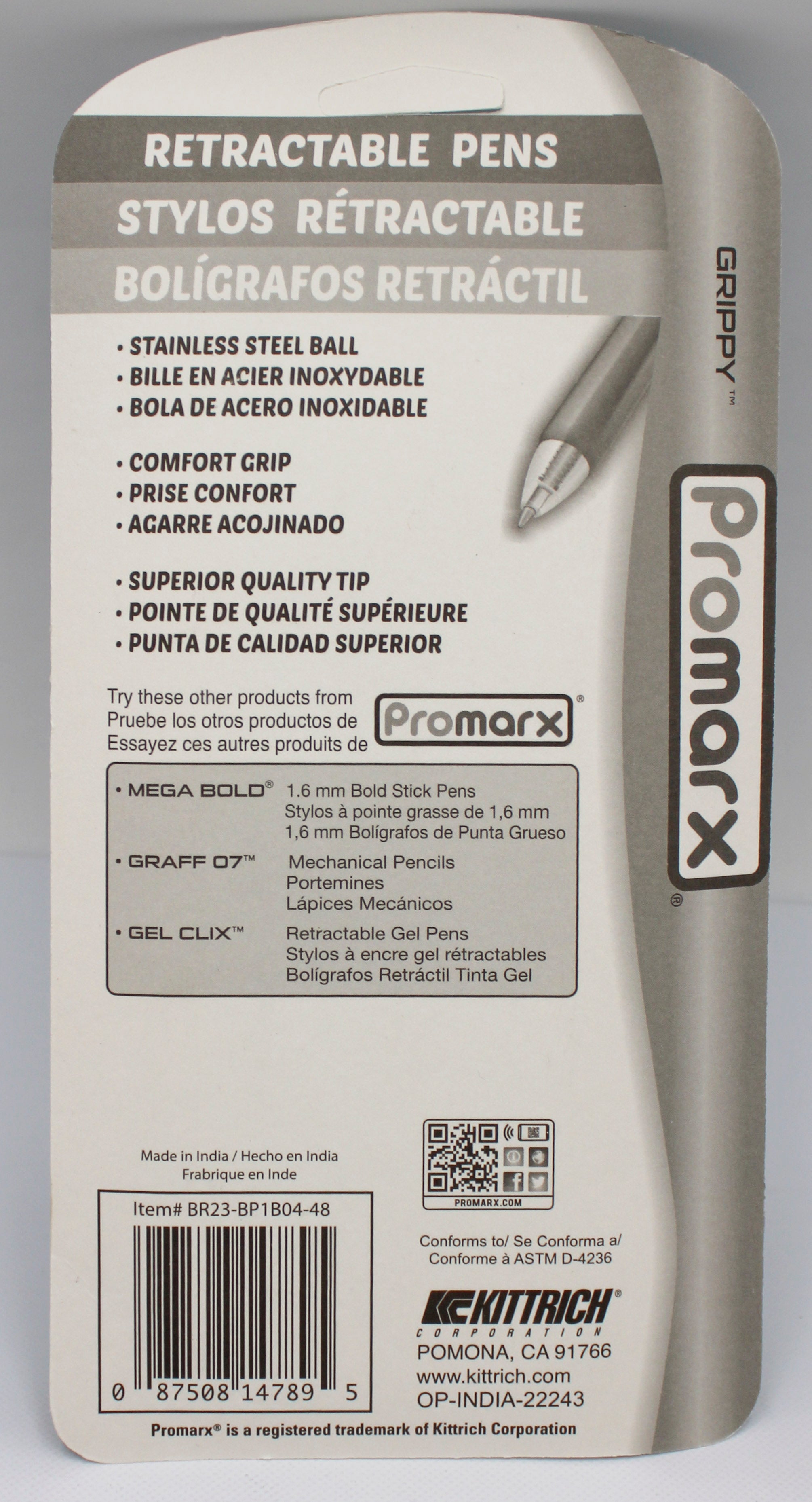 PROMARX RETRACTABLE BALLPOINT PEN BLUE 1.0M 4CT