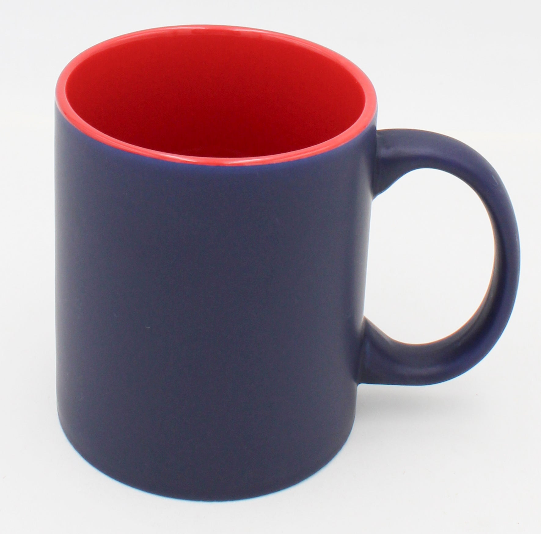 11OZ CERAMIC MUG, MATTE, BLACK - INNER COLOR RED