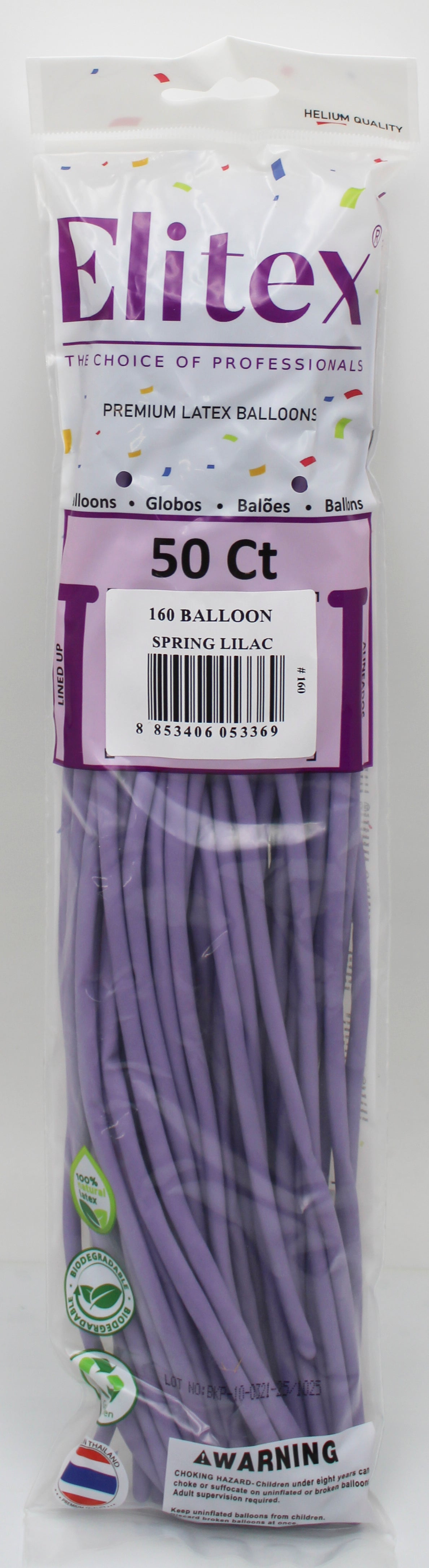 ELITEX 160" PASTEL SPRING LILAC MODELLING BALLOON, 50 PACK