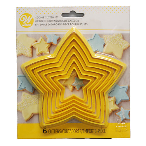 WILTON COOKIE CUTTER SET NESTING STAR 6PCS YELLOW