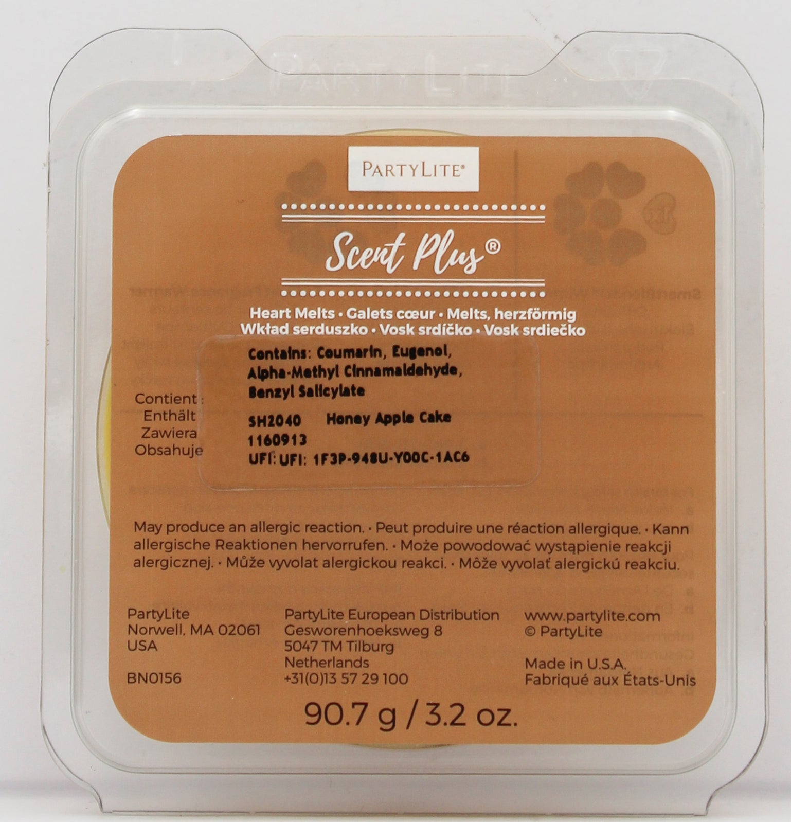 PARTYLITE HONEY APPLE CAKE SCENT PLUS HEART MELTS 3.2oz