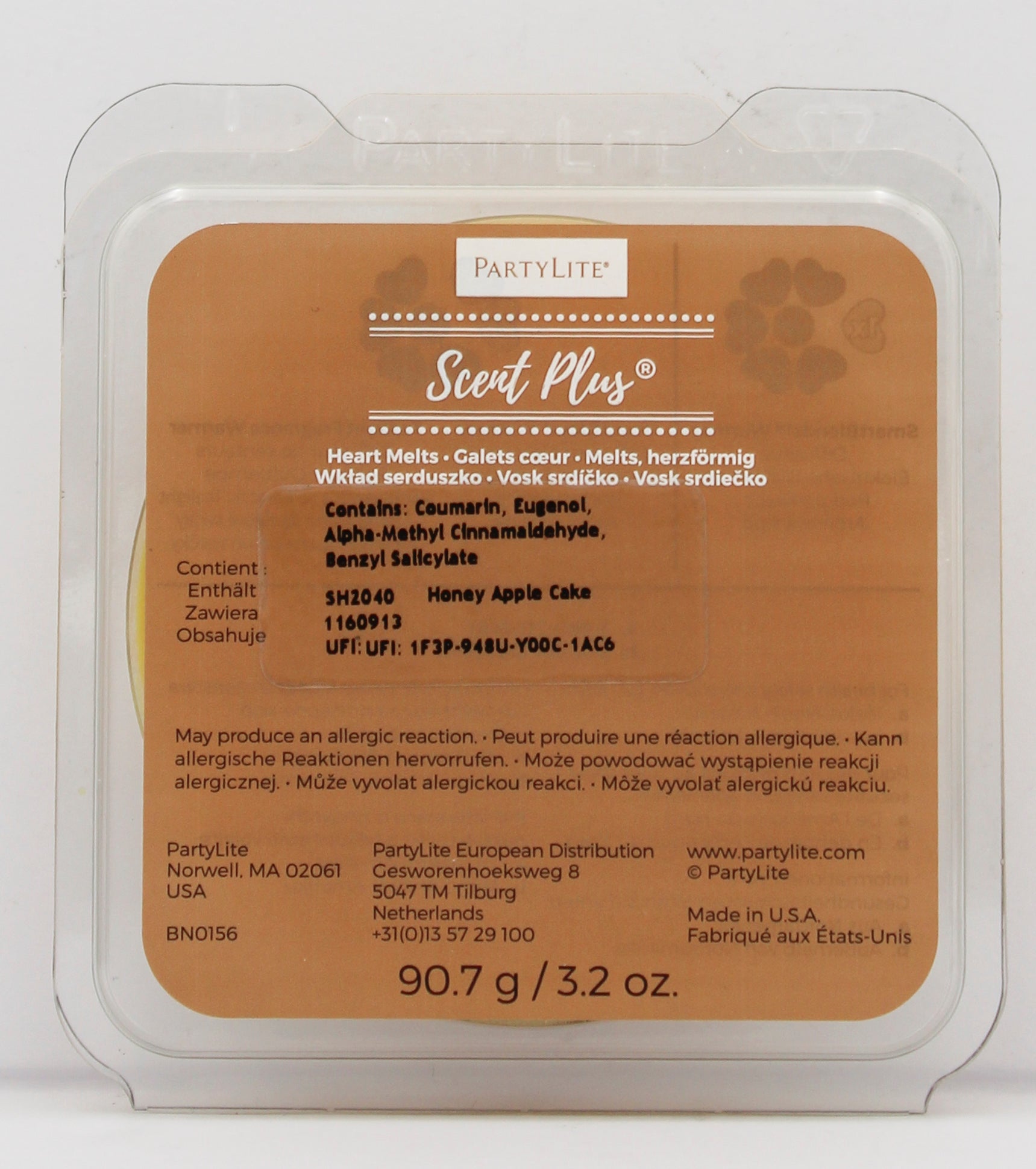 PARTYLITE HONEY APPLE CAKE SCENT PLUS HEART MELTS 3.2oz