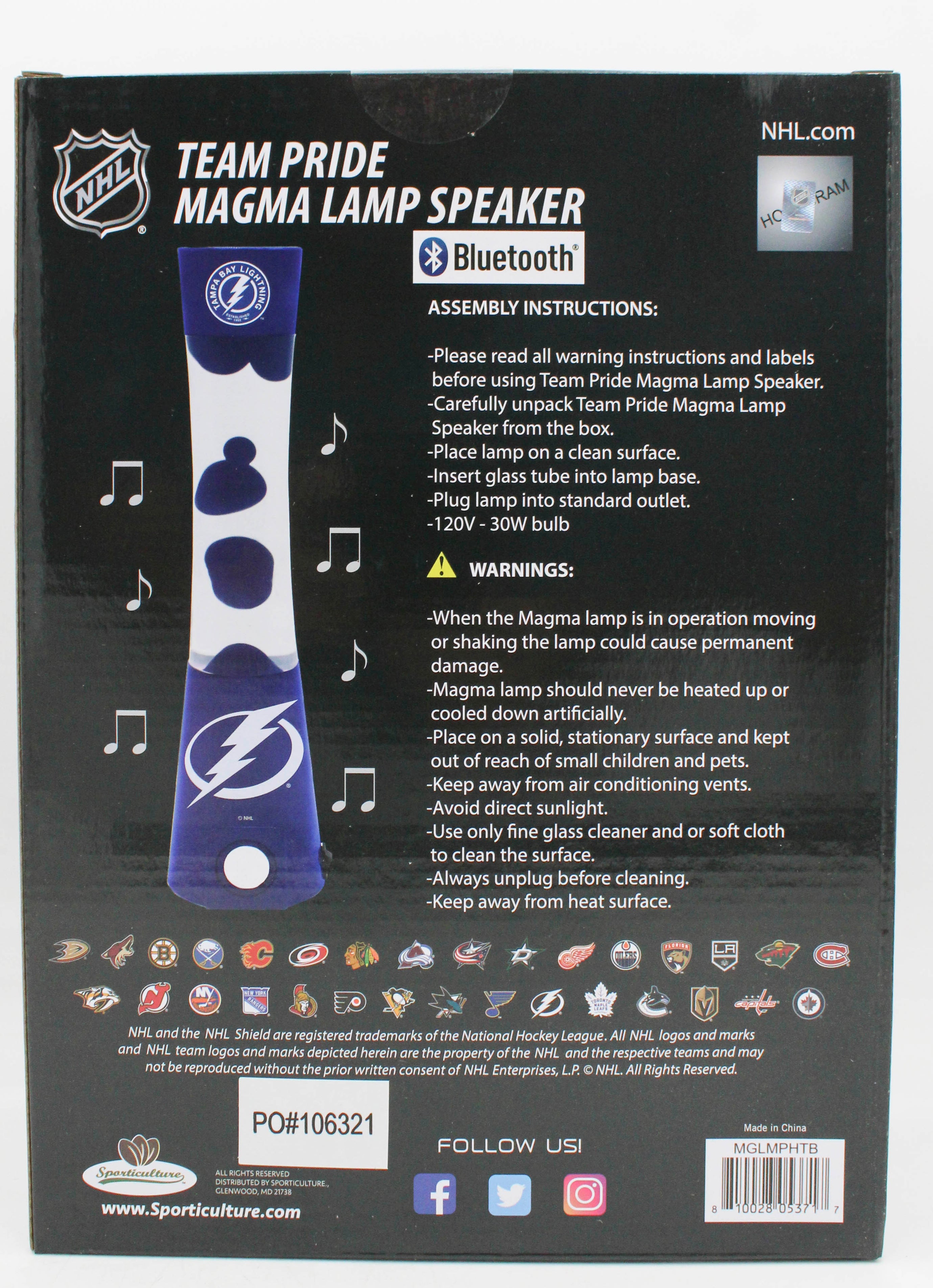 NHL TAMPA BAY LIGHTNING LAVA LAMP SPEAKER 16.5"