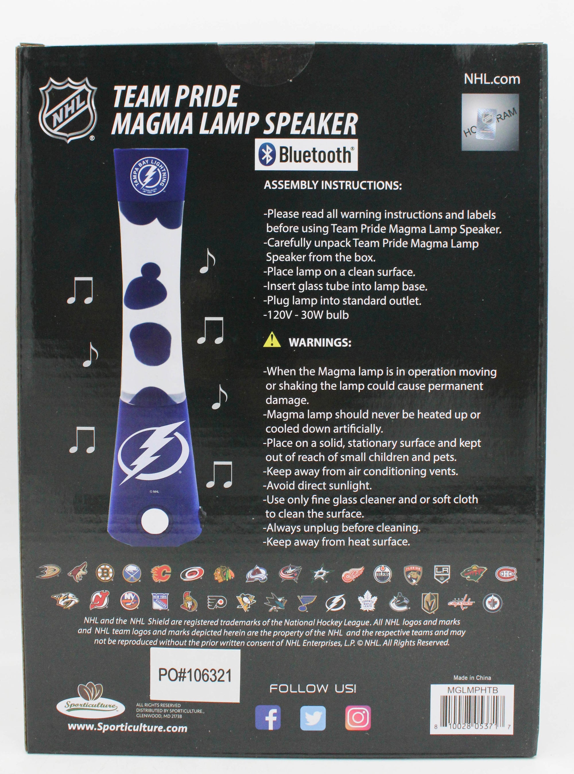 OFFICIALLY LICENSED TAMPA BAY LIGHTNING MAGMA LAMP SPEAKER 16.5"