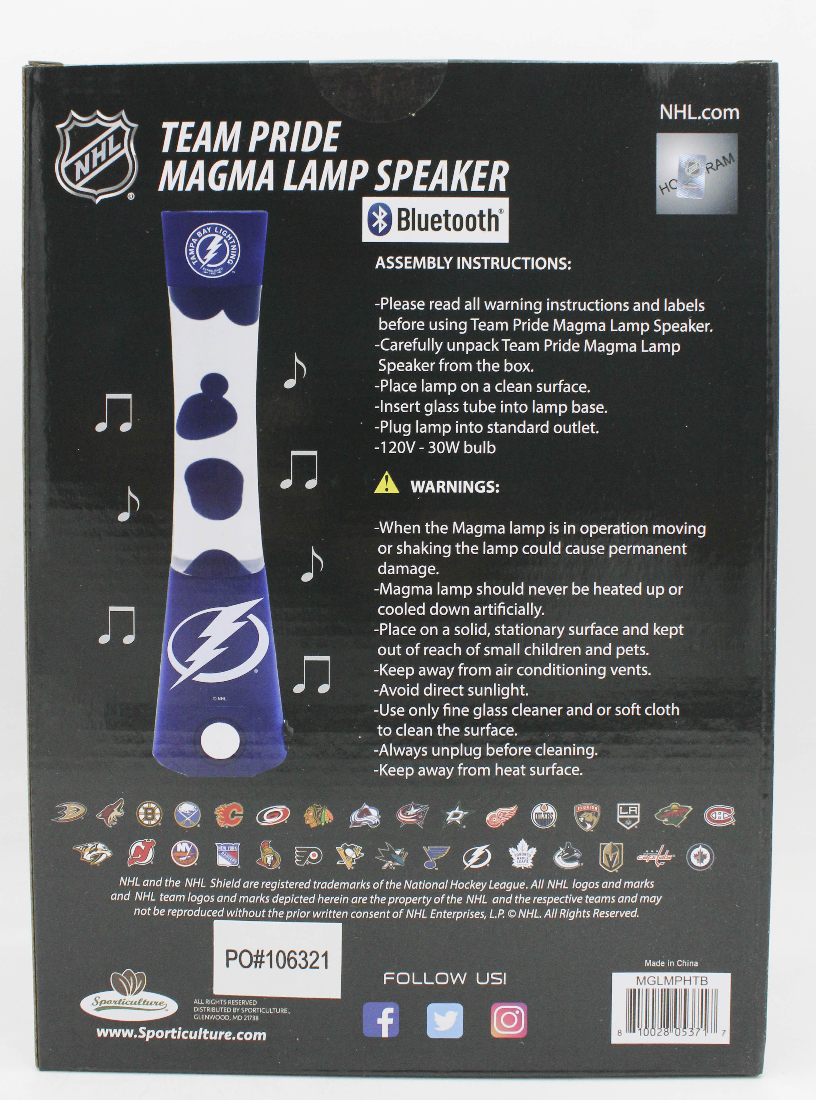 NHL TAMPA BAY LIGHTNING LAVA LAMP SPEAKER 16.5"