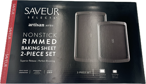 SAVEUR ARTISAN NONSTICK RIMMED BAKING SHEET 2PC SET (1 11"X17"  1 9"X13") NI