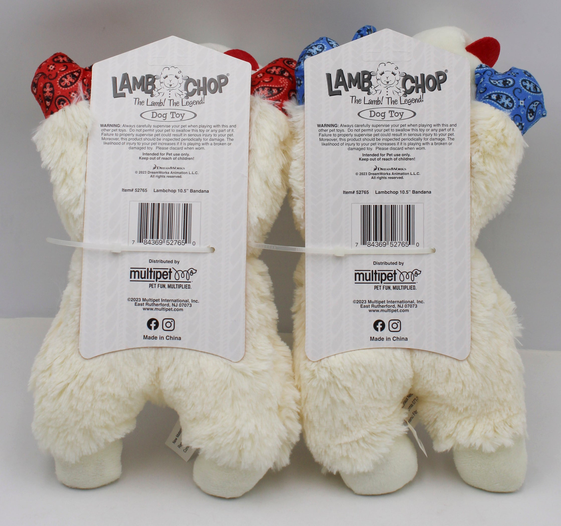 MULTIPET LAMBCHOP W/BANDANA EARS/PAWS DOG TOY - 10"