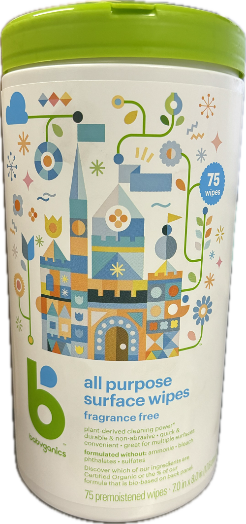 BABYGANICS ALL PURPOSE SURFACE WIPES 75CT FRAGRANCE FREE US