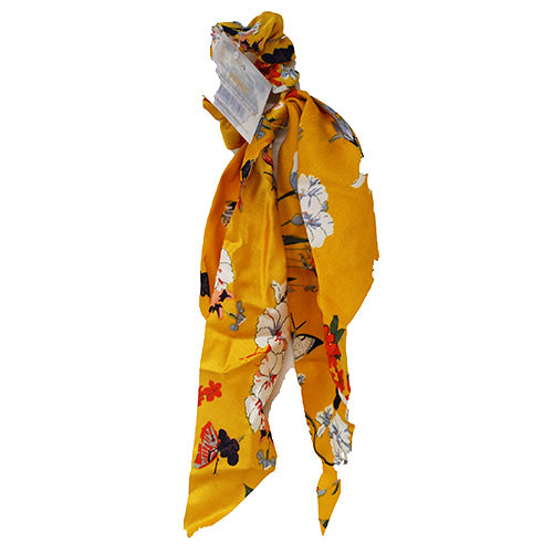 SCUNCI SCARF SCRUNCHIE 1CT-YLLW FLORAL/NI