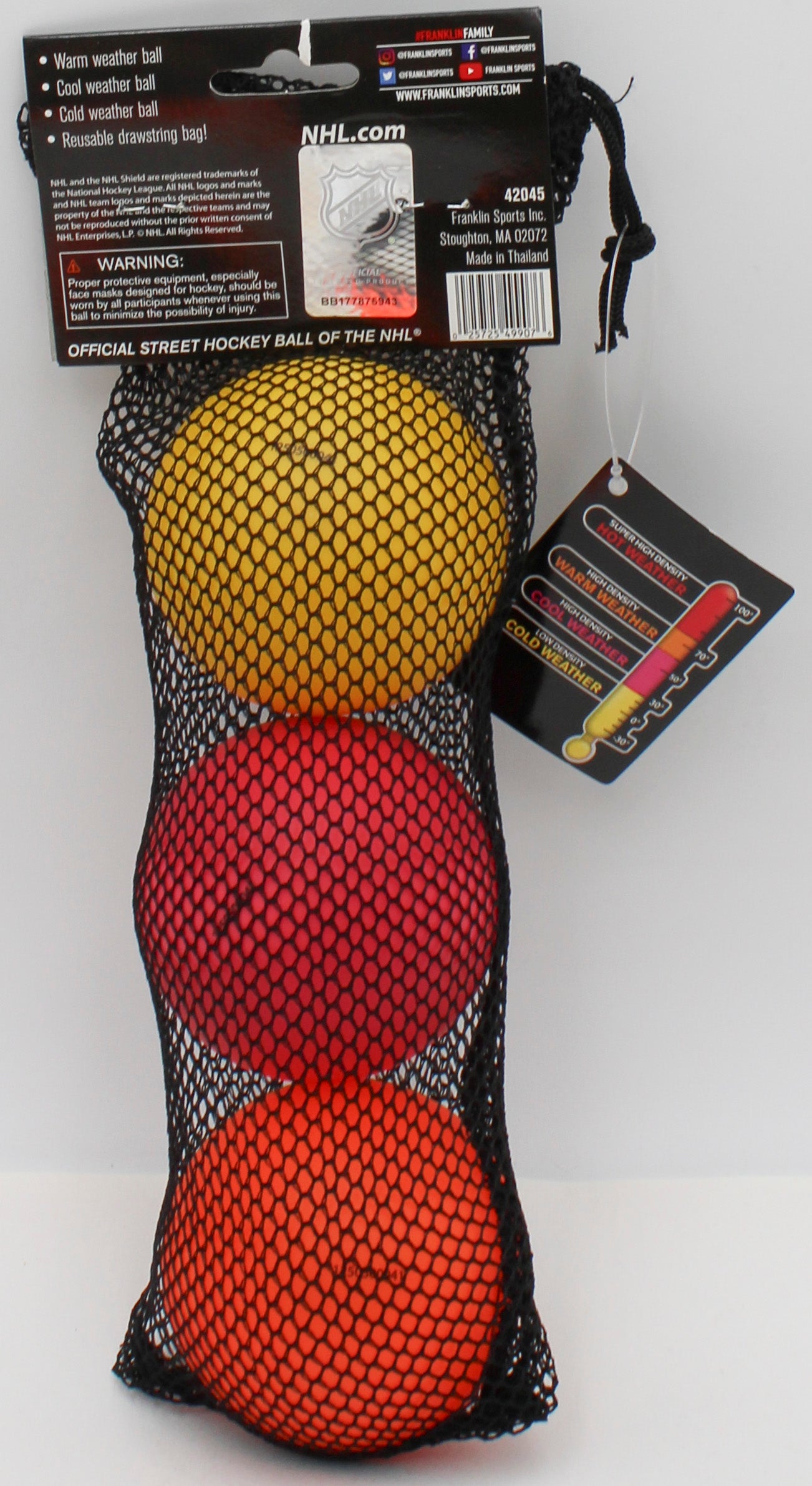 NHL FRANKLIN MULTI DENSITY STREET HOCKEY BALLS 3ct