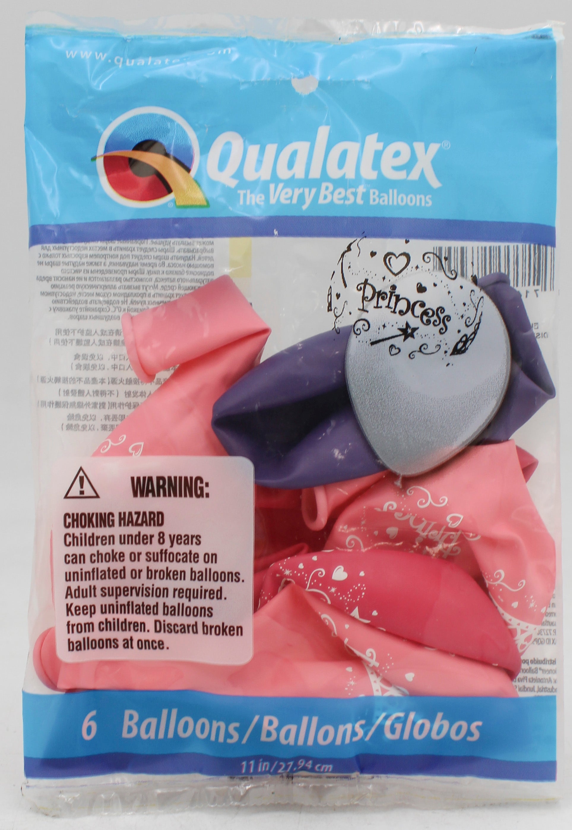 QUALATEX 11" ROUND PARTY BALLOONS AST 6CT PRINCESS