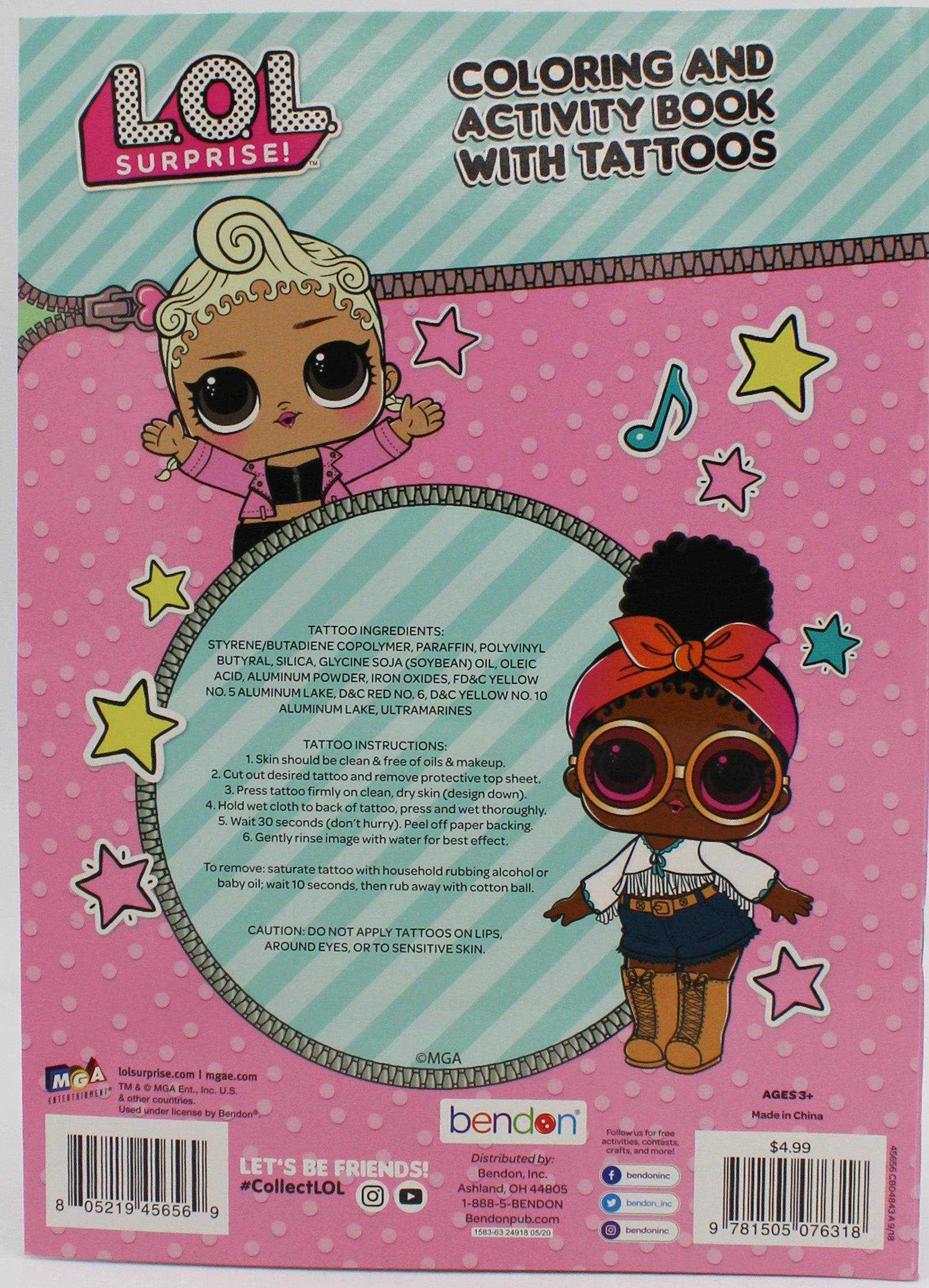 BENDON LOL SURPRISE ACTIVITY AND COLORING  BOOK W/TATTOOS PP $4.99