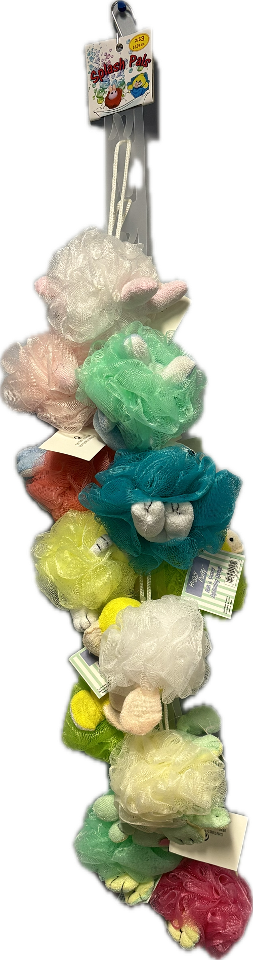 NATUREZWAY ANIMAL BATH POUF ON CLIP STRIP