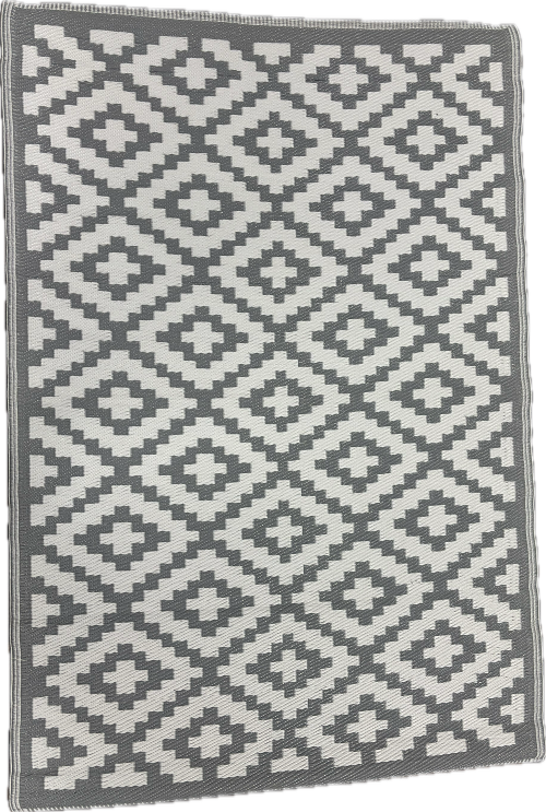 4X6 FT DIAMONDS OUTDOOR RUG - GRAY & WHITE BOLD
