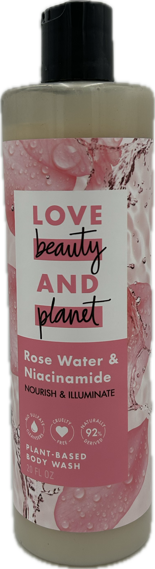 LOVE BEAUTY PLANET BODY WASH ROSE 20oz