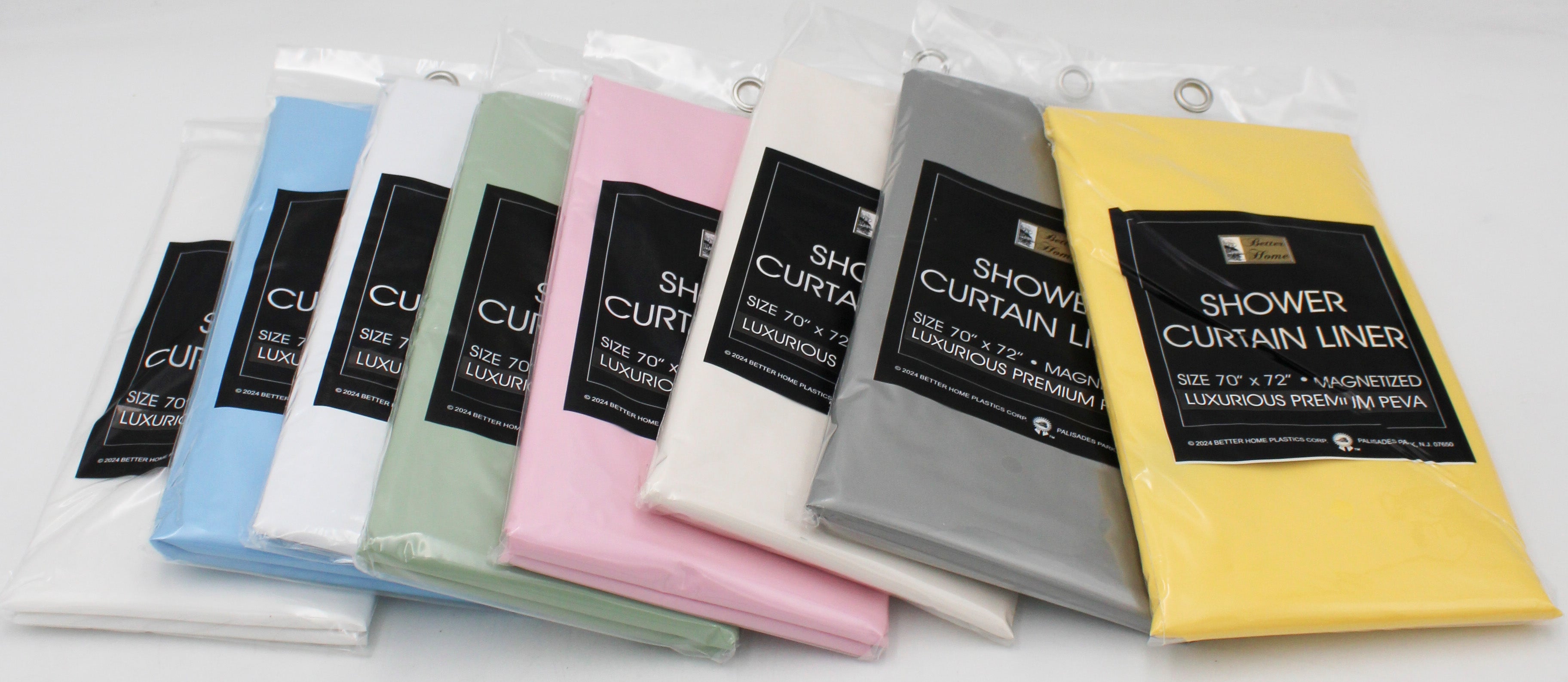 BETTER HOME SHOWER CURTAIN LINER 70x72'' MAGNETIZED PREMIUM PEVA ASSORTED COLORS