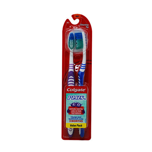 COLGATE PLUS TOOTHBRUSH 2PK SOFT  NI
