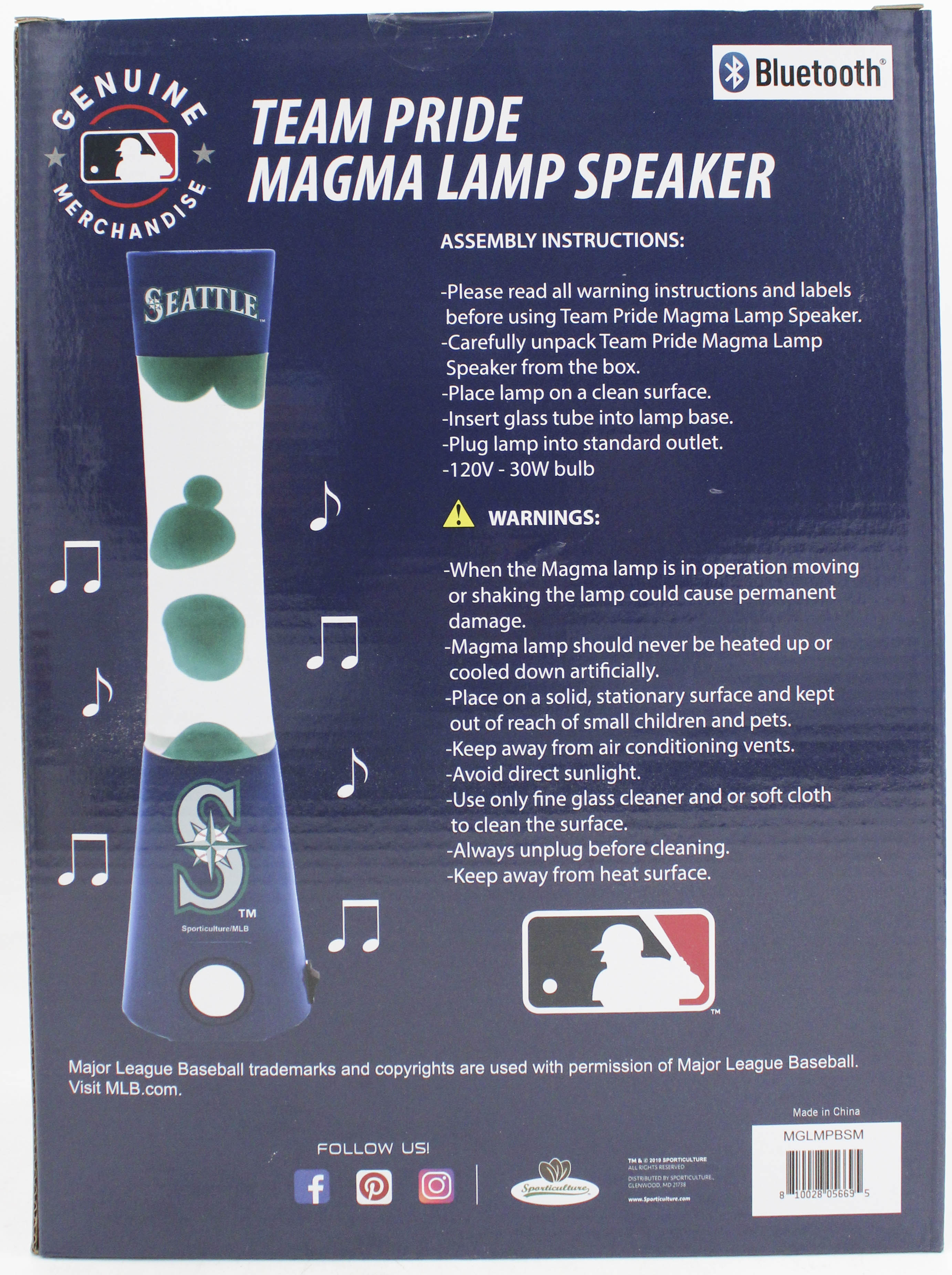 MLB SEATTLE MARINERS LAVA LAMP SPEAKER 16.5"