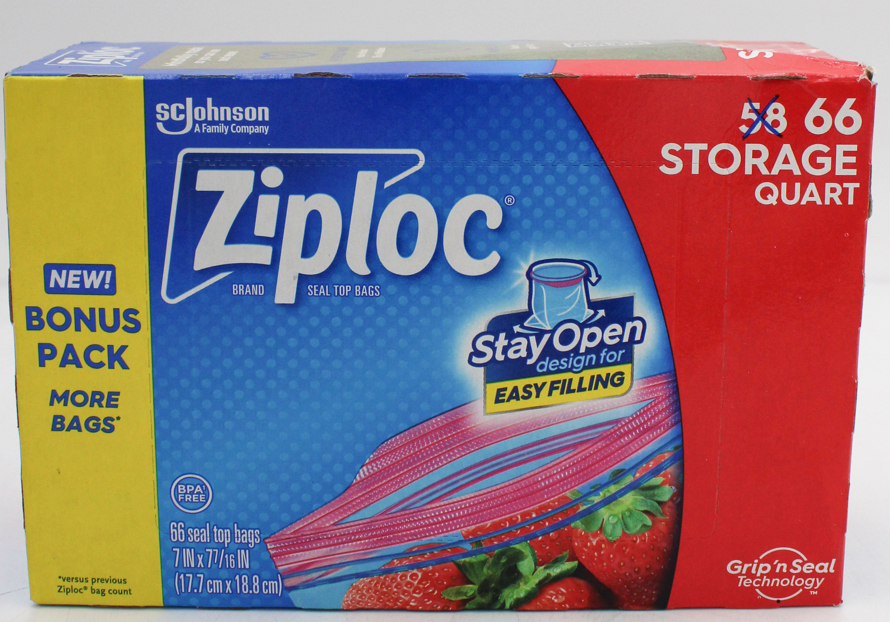 SP ZIPLOC STORAGE BAG 66CT QUART