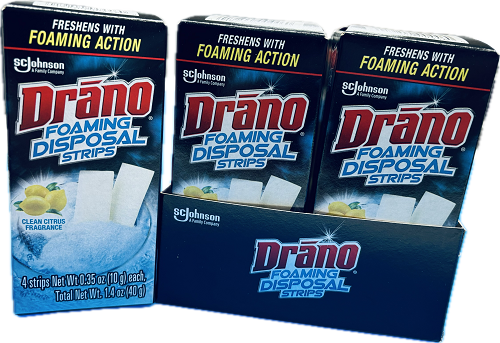 DRANO FOAMING DISPOSAL 4CT 0.35oz STRIPS CLEAN CITRUS