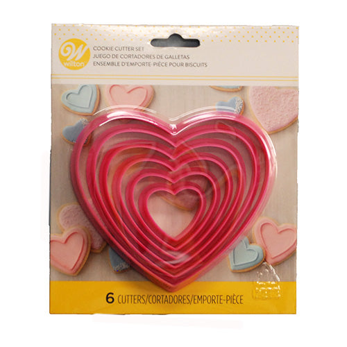 WILTON COOKIE CUTTER SET NESTING HEART 6CT